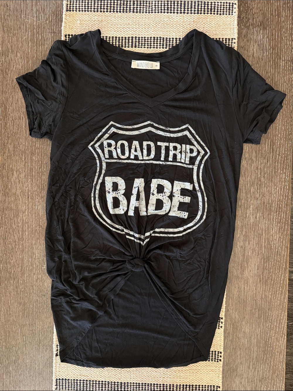 Black 'Road Trip Babe' Short Sleeve Tee